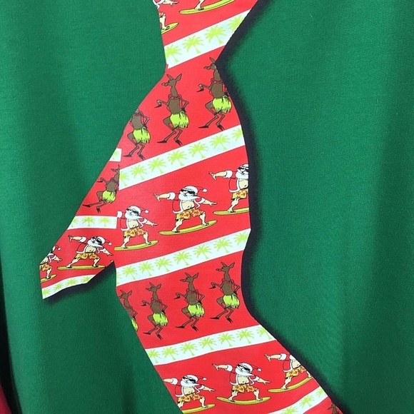 Surfing Santa Christmas Sweatshirt Green Red 4XB - Picture 5 of 8